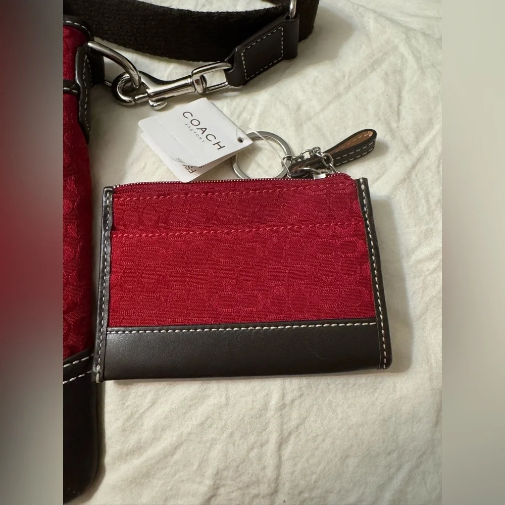 Coach Signature Red Jacquard Crossbody + Wallet Set Y2K Vintage - Picture 2 of 9